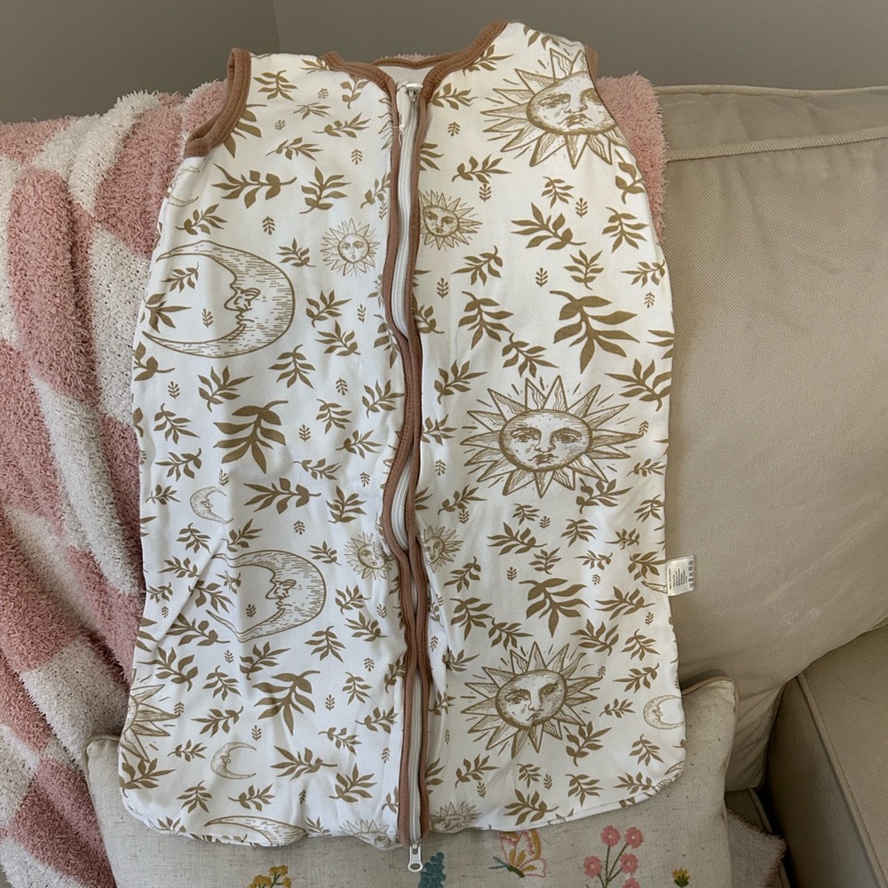 TWO Brown and White Baby Sleep Sack with Sun and Moon Design 0.5 TOG